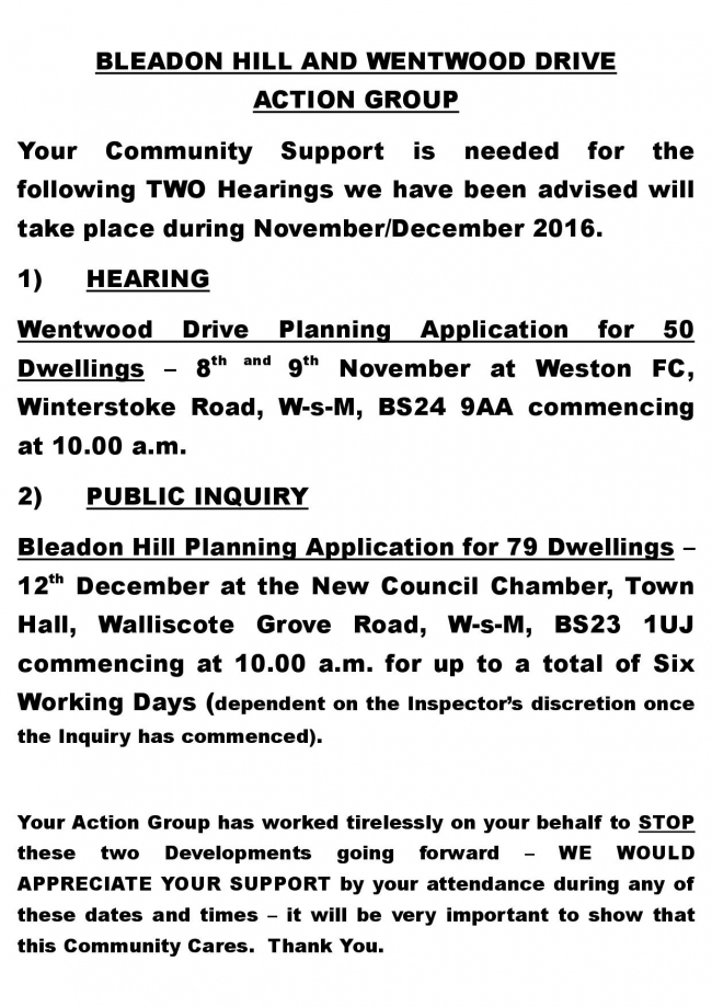 Bleadon Hill Appeals Details click for PDF