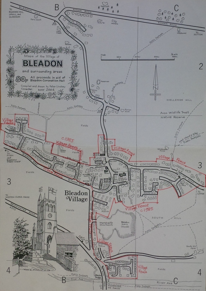 Sketch Map of Bleadon by Peter Lindsay