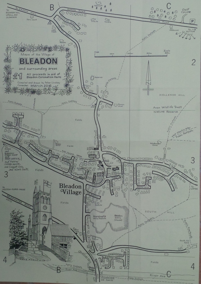 2016 Bleadon Sketch Street Map by Peter Lindsay