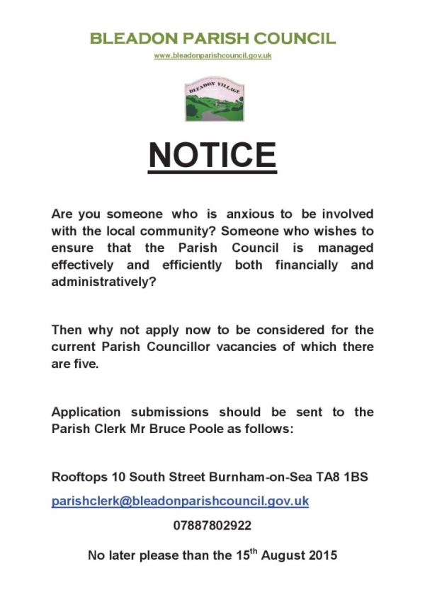 Bleadon parish Council vancies