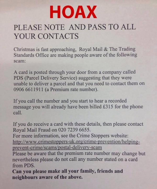 Parcel Delivery phone scam