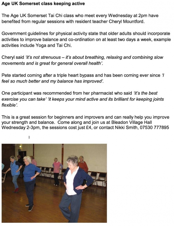 Information on Age UK Tai Chi