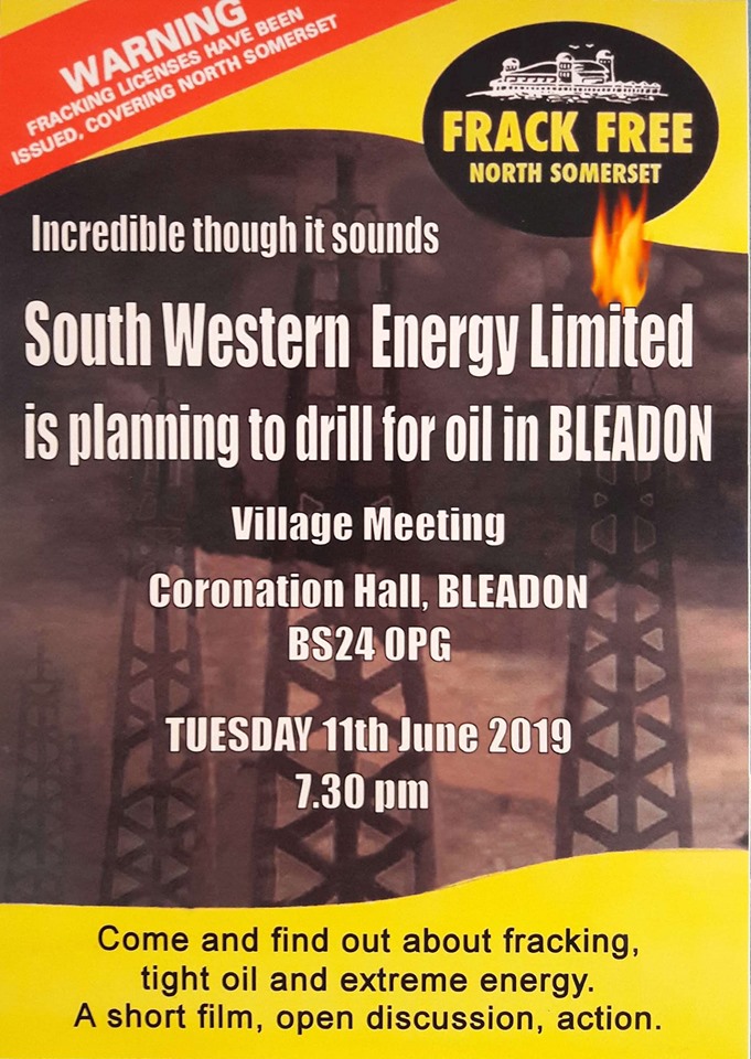 Bleadon Fracking Meeting Poster