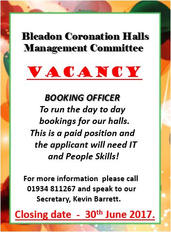 Halls Booking Officer Advert