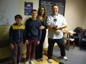 Mike 'Seve' Dyer with John Loxton Memorial Trophy presented by his Daughter Sara and Grandsons Jack & Louie Mike 'Seve' Dyer with John Loxton Memorial Trophy presented by his Daughter Sara and Grandsons Jack & Louie
