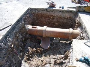 The overflow at junction of Bridge Rd. & Bleadon Rd