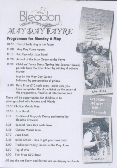 Programme for Monday 6th May 2013